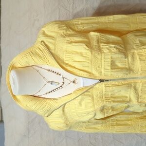 Lightweight Jacket M medium Ladies Zip Up Yellow Ruched Christopher Banks